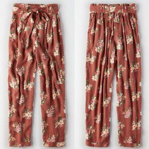 American Eagle Brown Floral Flowy Pants